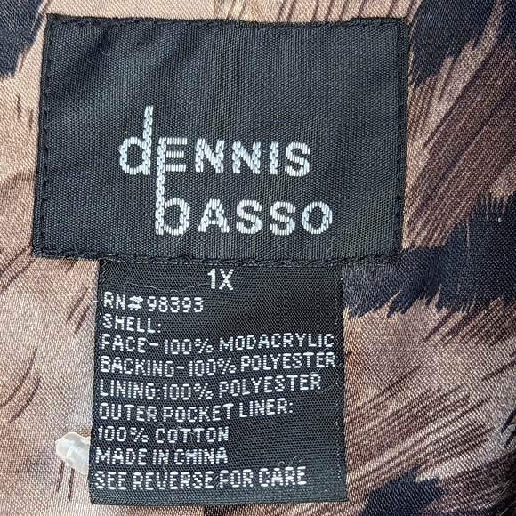 Like New 1x Full Length Faux Fur Coat with Leopard Print Lining, Dennis Basso - Picture 8 of 8